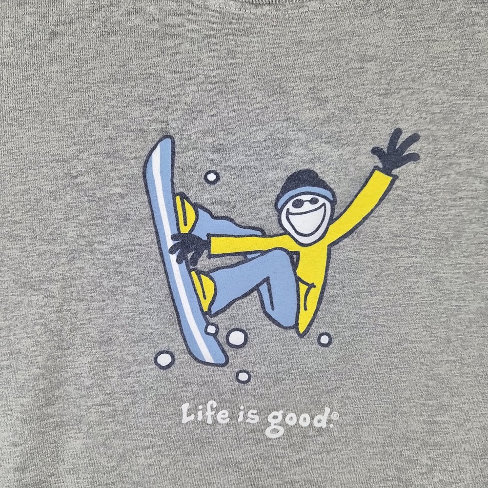 Life Is Good Graphic Shirt Mens Large Gray Snowboarding Long Sleeve Crusher Tee